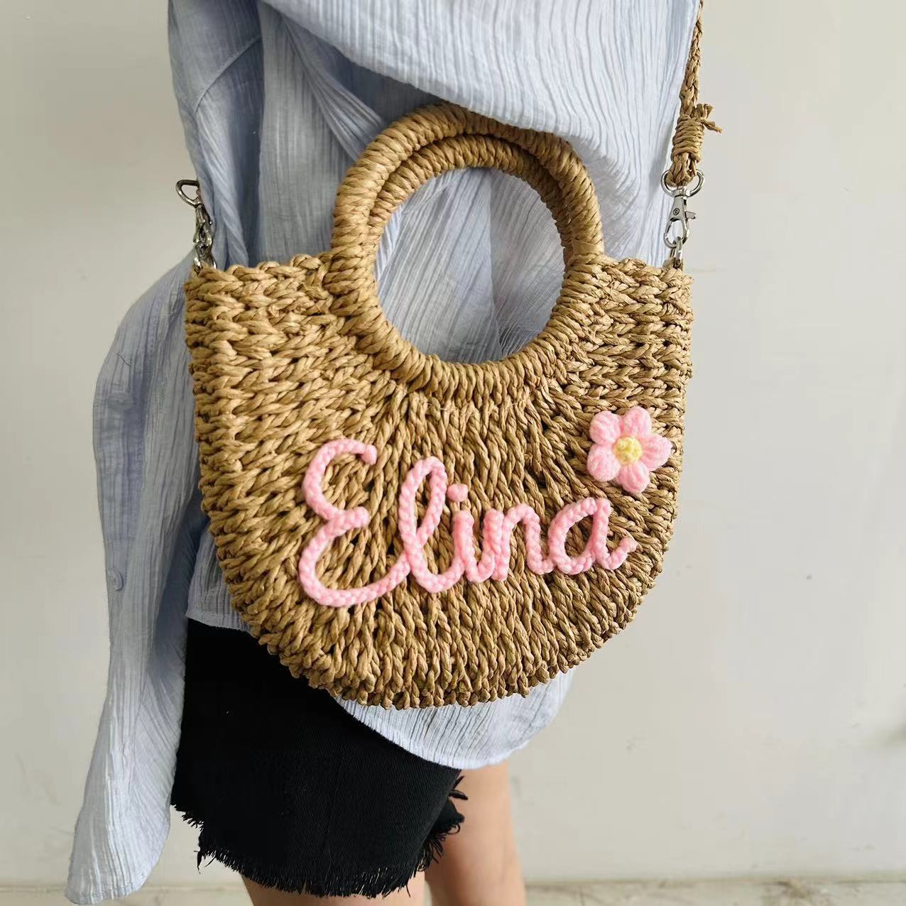 Customizable Name Woven Handbag