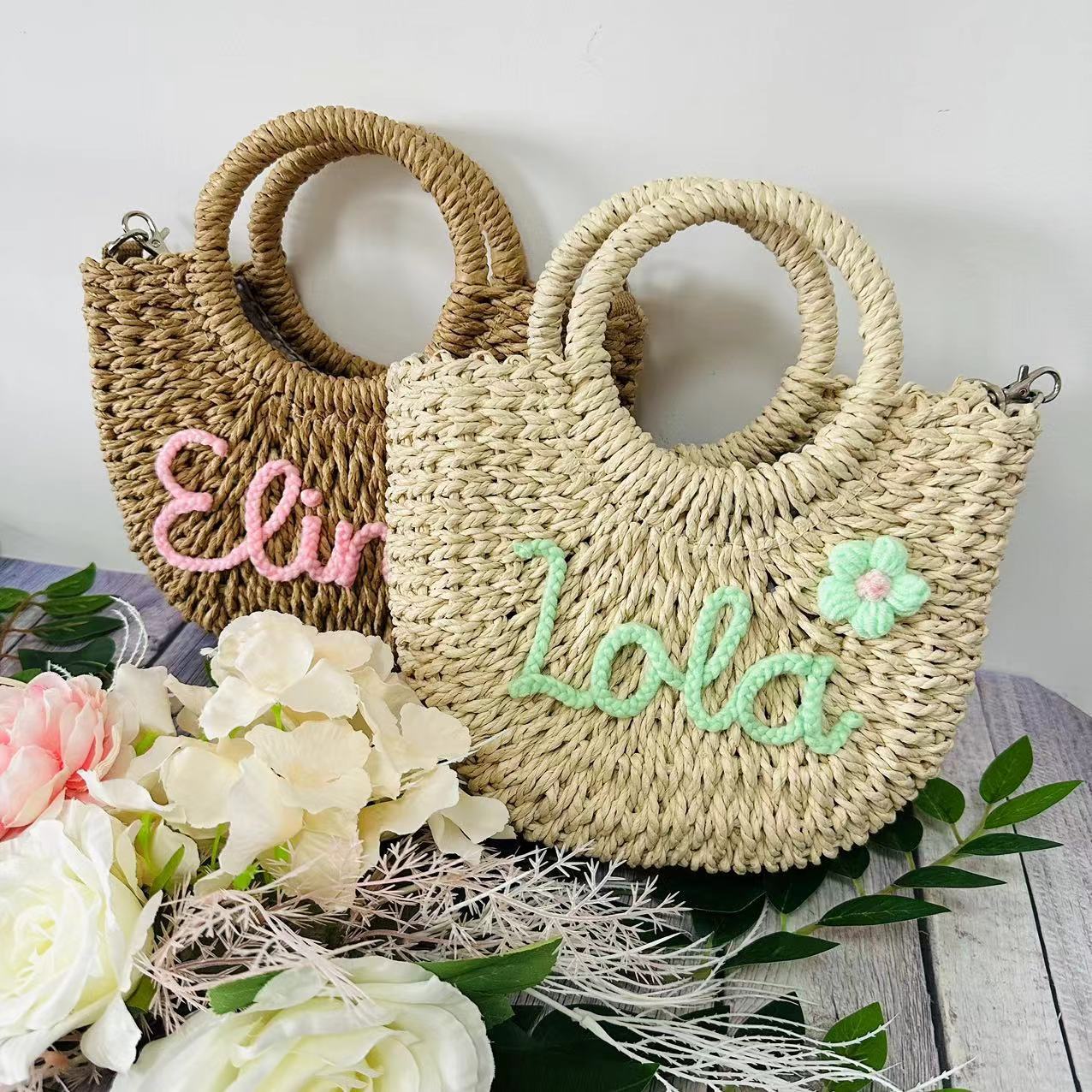 Customizable Name Woven Handbag